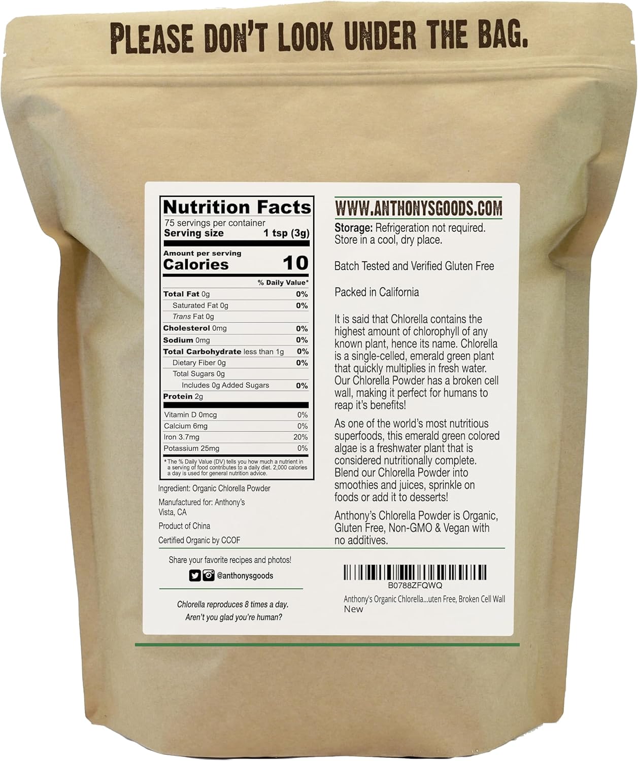 Anthony's Organic Chlorella Powder, 8 oz