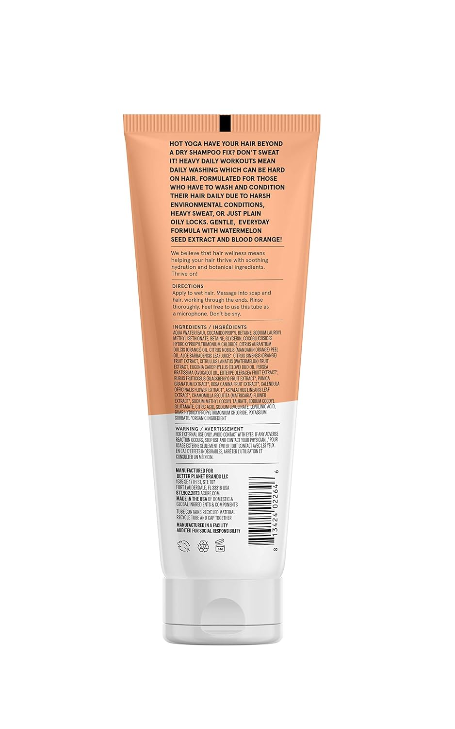Acure Daily Workout Watermelon Shampoo -8 Fl Oz