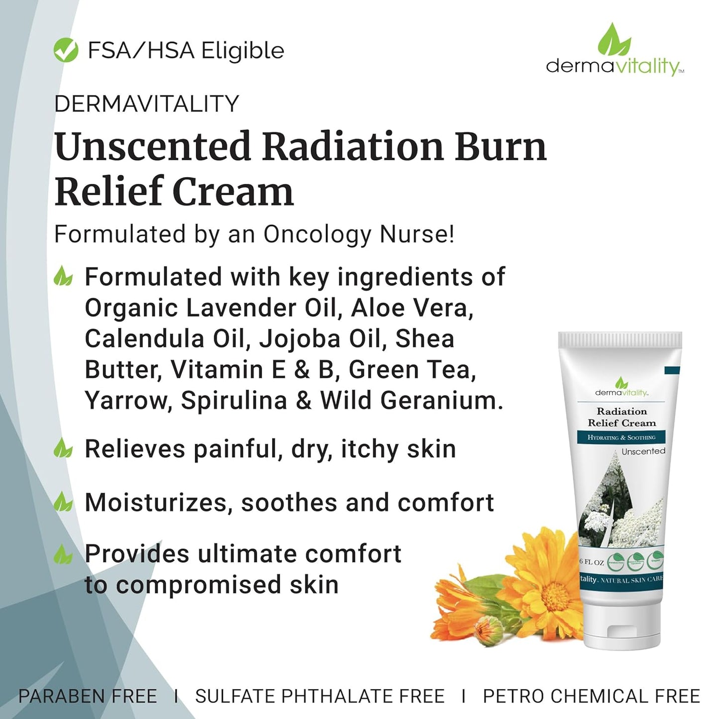 UltimateVitality Unscented Radiation Burn Relief Cream – 6 ounces