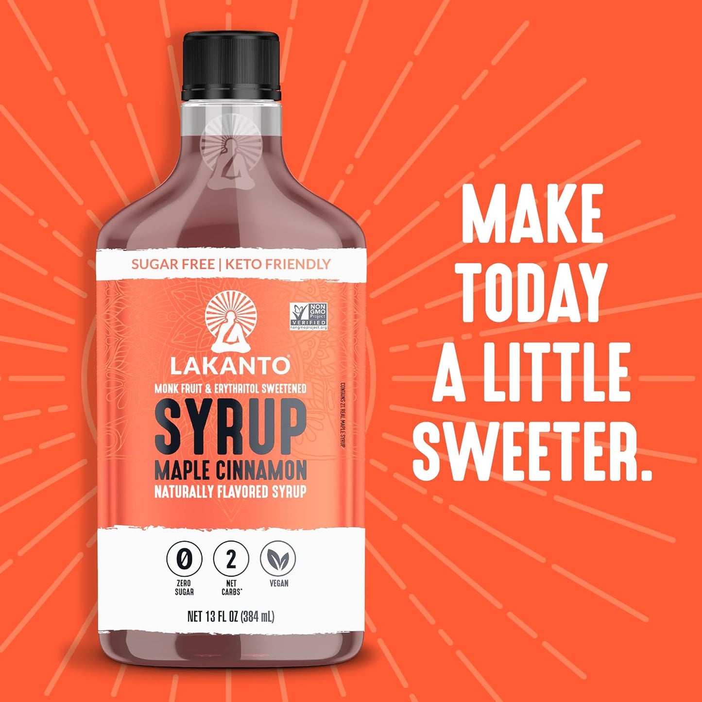 Lakanto Sugar Free Cinnamon Maple Syrup - 13 Fl Oz - Pack of 1