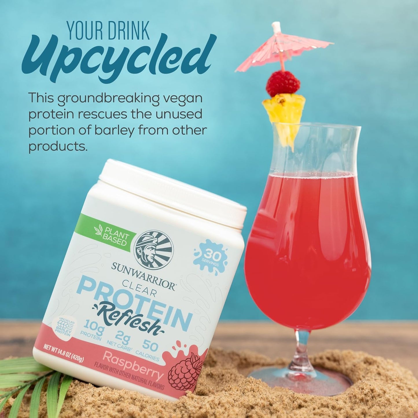 Sunwarrior Clear Protein Powder Water Mix,Raspberry Flavored - 14.8 oz