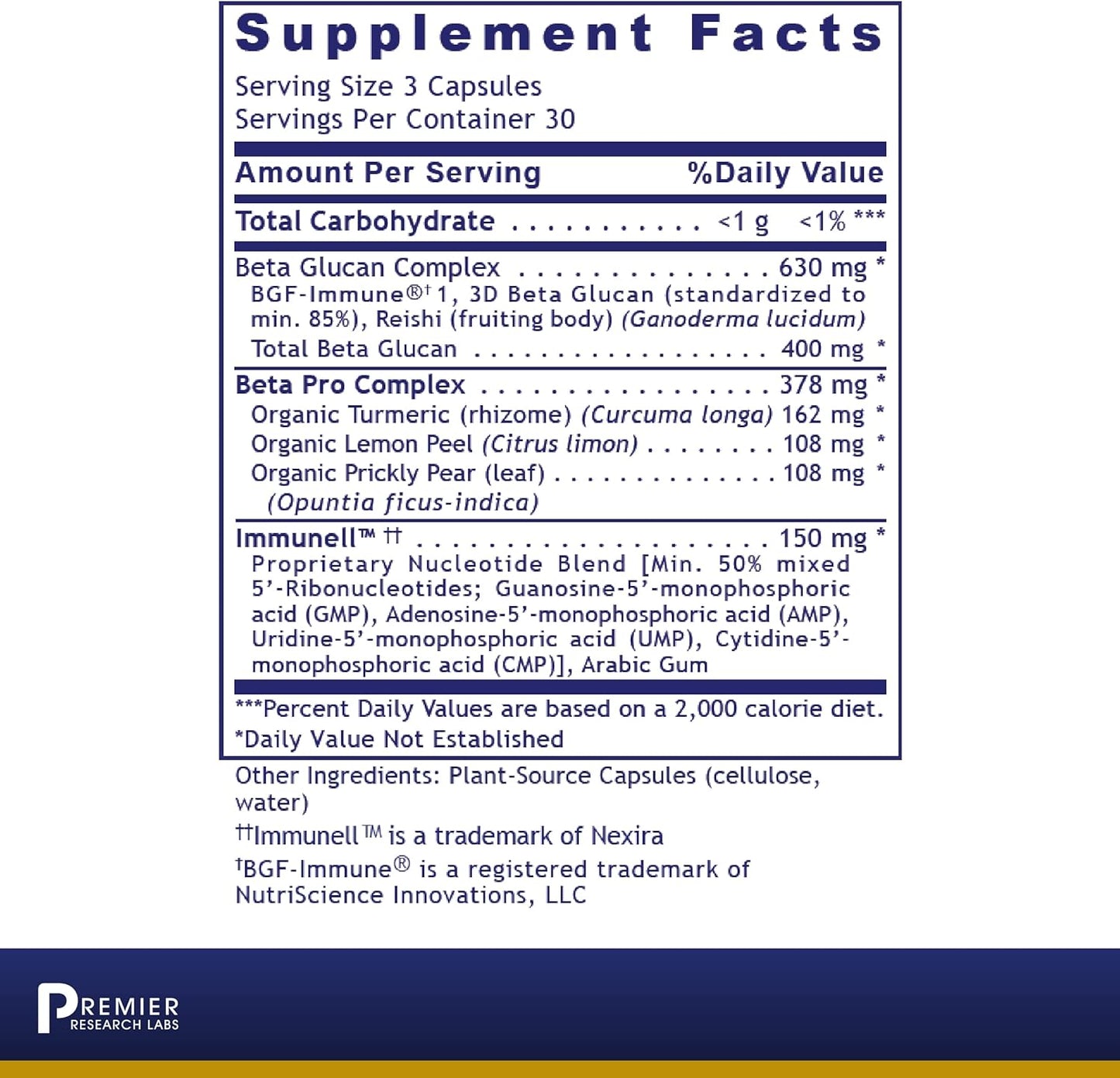 Premier Research Labs Nucleo Immune - Beta Glucan Supplements - 90 Capsules