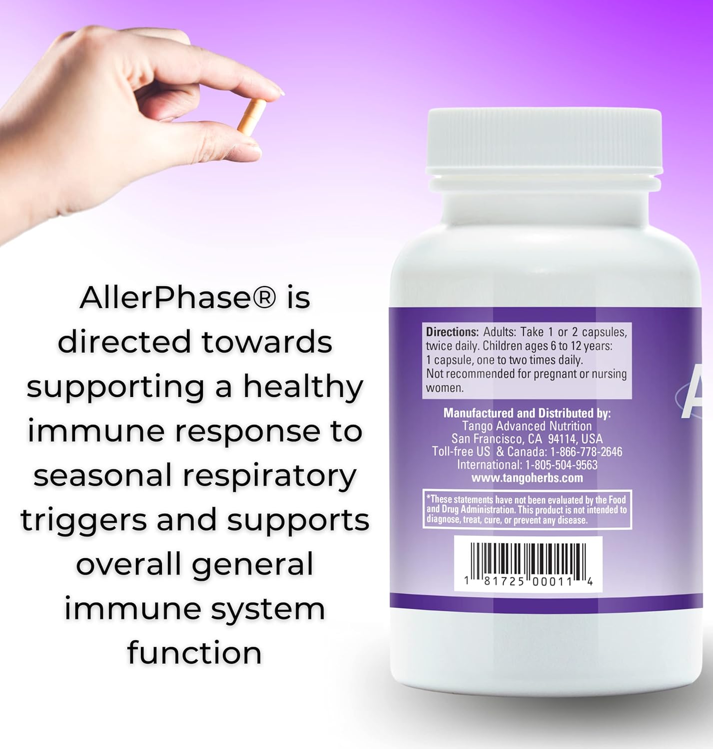 AllerPhase Natural Herbal Sinus and Lung Relief Supplement 30 Vegetarian Capsules