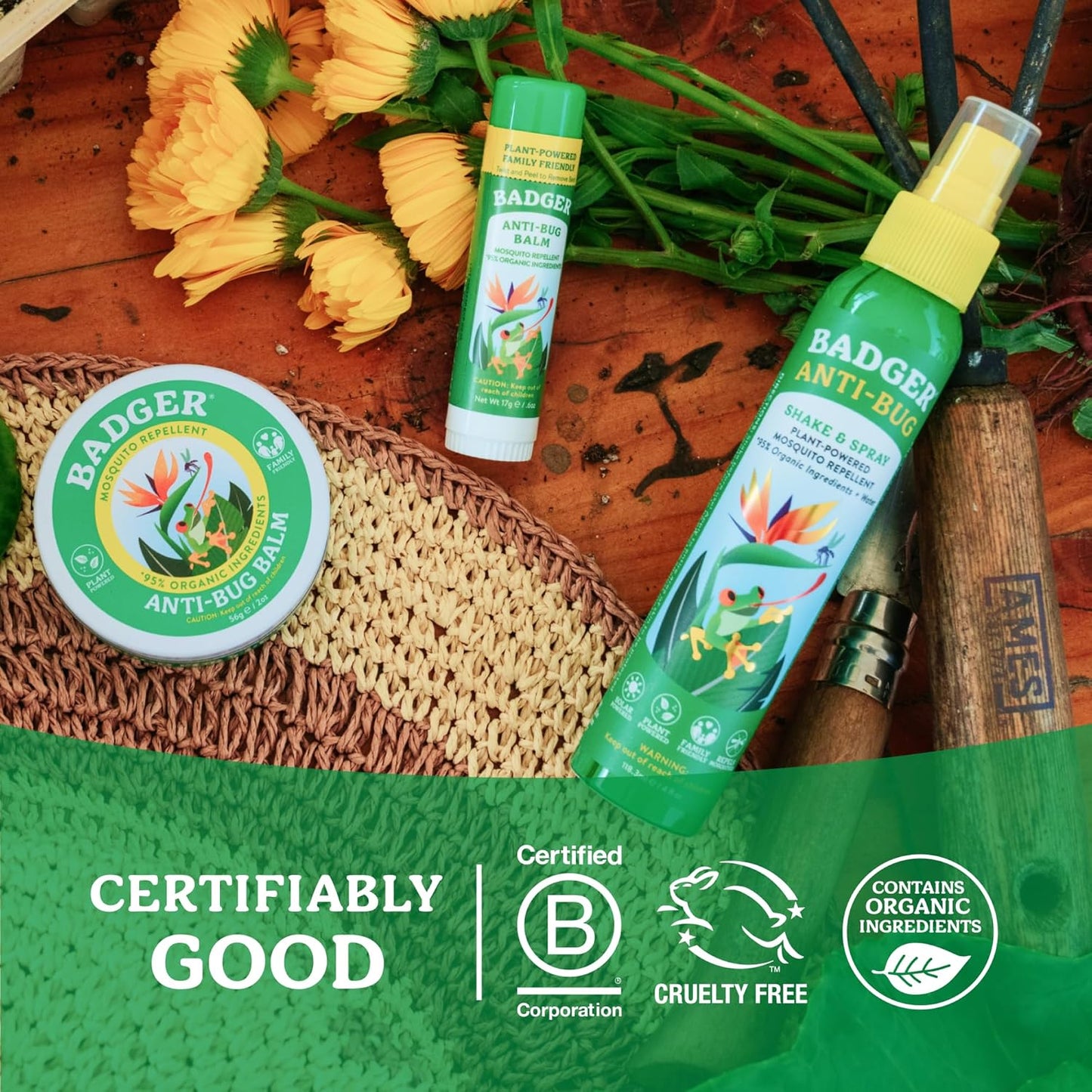 Badger Bug Spray, 3-Hour DEET-Free Mosquito Repellent - 2-Pack