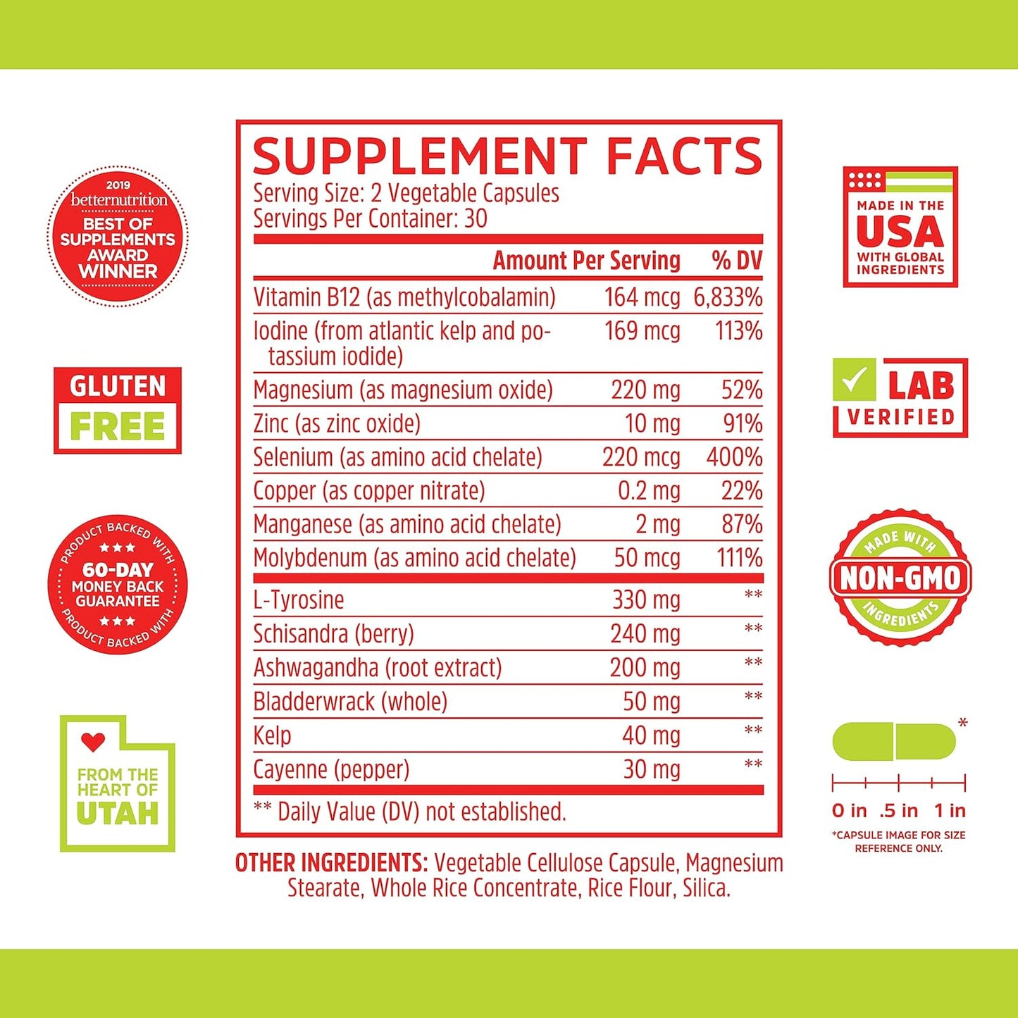 Zhou Thyroid Support Complex with Iodine Supplement 60 Caps