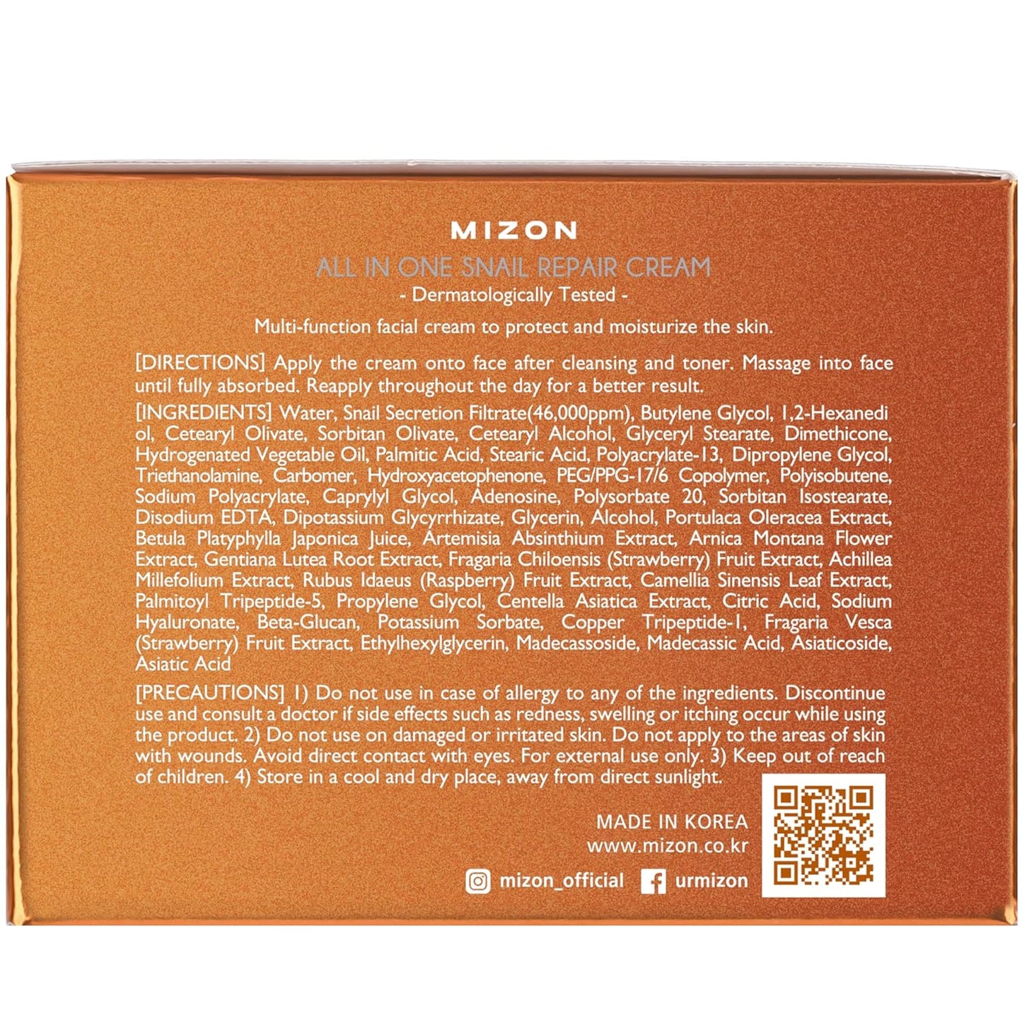 MIZON AllinOne Snail Repair Cream - 4.06 fl oz