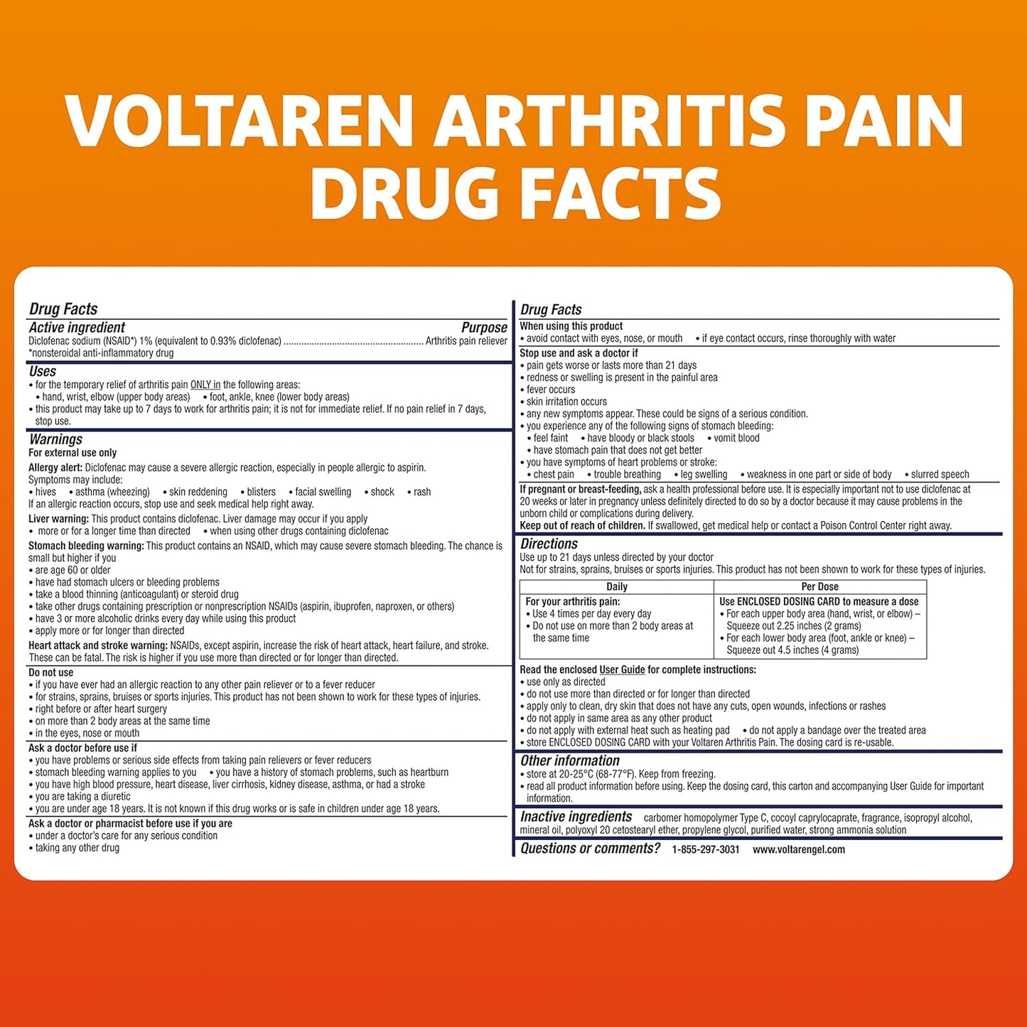 Voltaren Arthritis Pain Gel for Powerful Topical Arthritis Pain Relief, No Prescription Needed - 3.53 Ounce (Pack of 2)