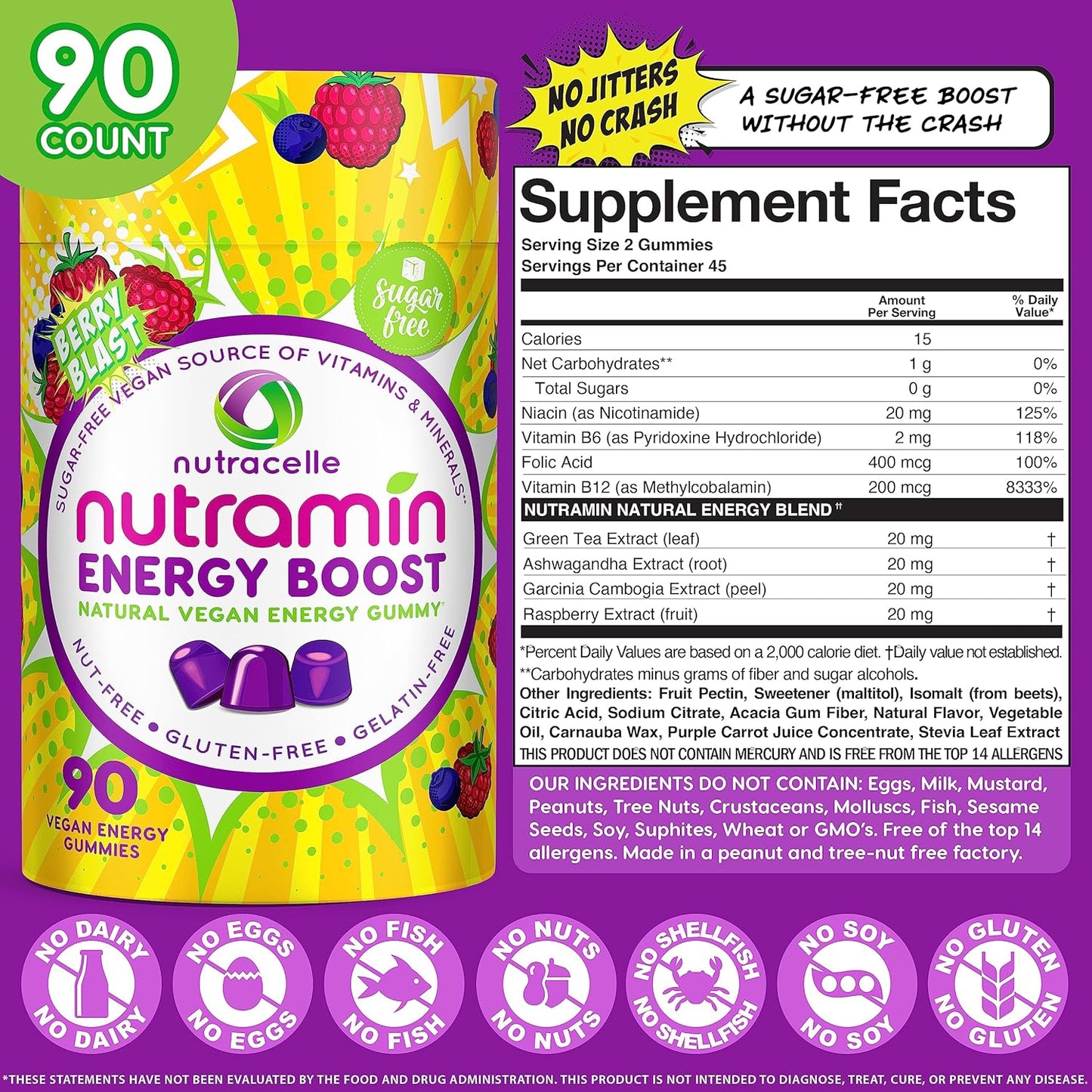 NUTRAMIN Energy Boost Vitamin Gummy - 90 ct
