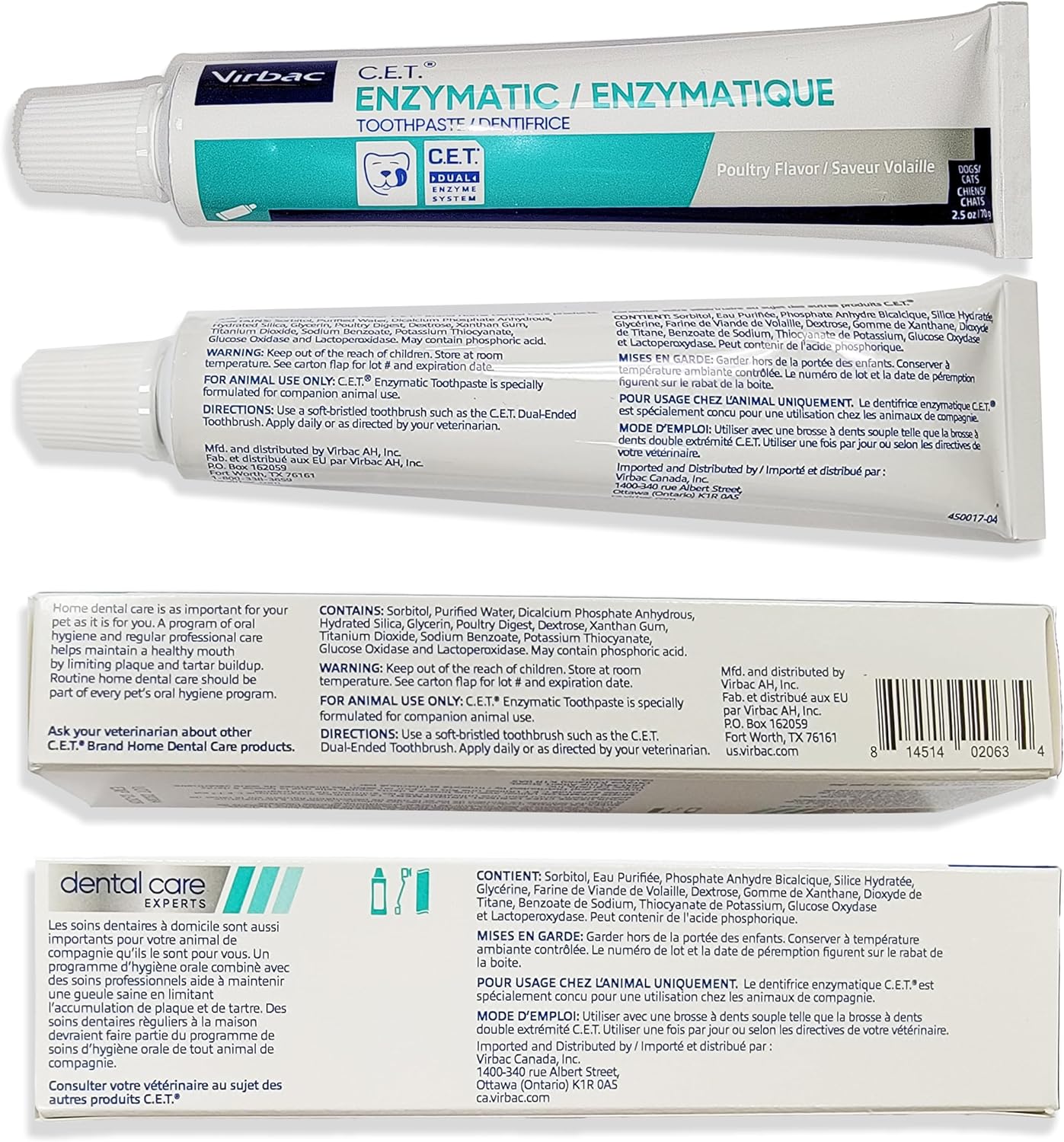 Silicone Finger Brush 2 Pack | Virbac CET Enzymatic Poultry Toothpaste 2.5 oz/70 g