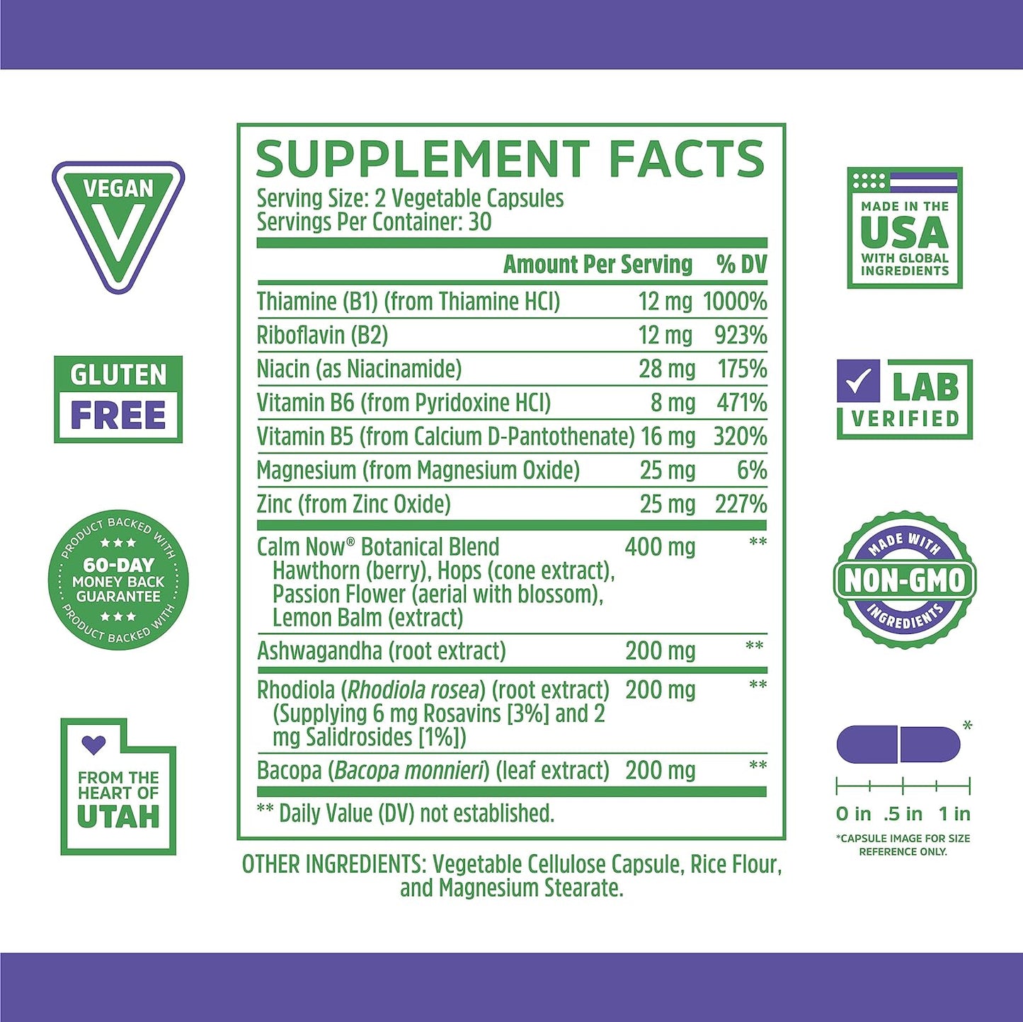 Zhou Calm Now Soothing Support with B Vitamins 60 VegCaps
