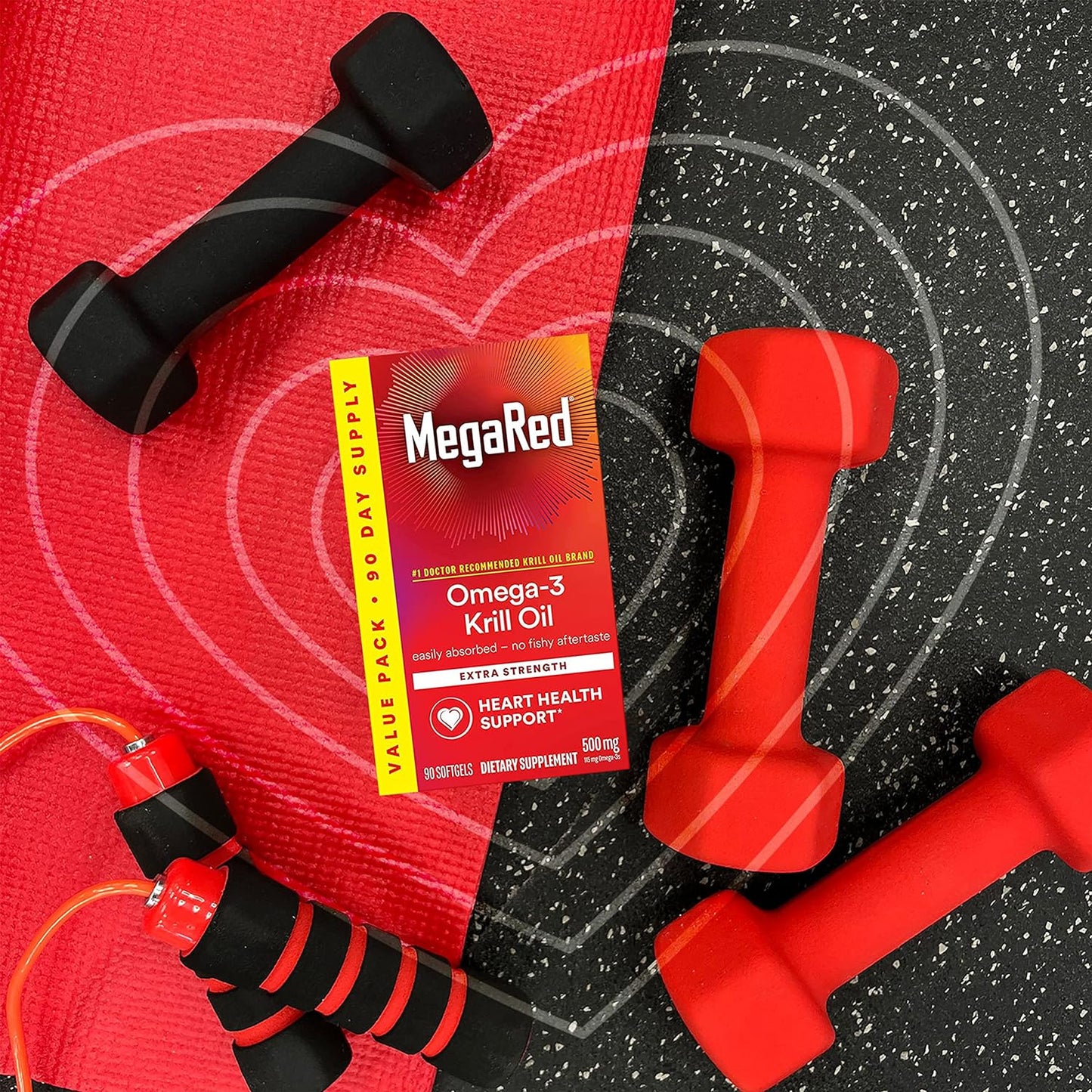 MegaRed Antarctic Krill Oil 500mg Omega 3 Fatty Acid Supplement,90 count