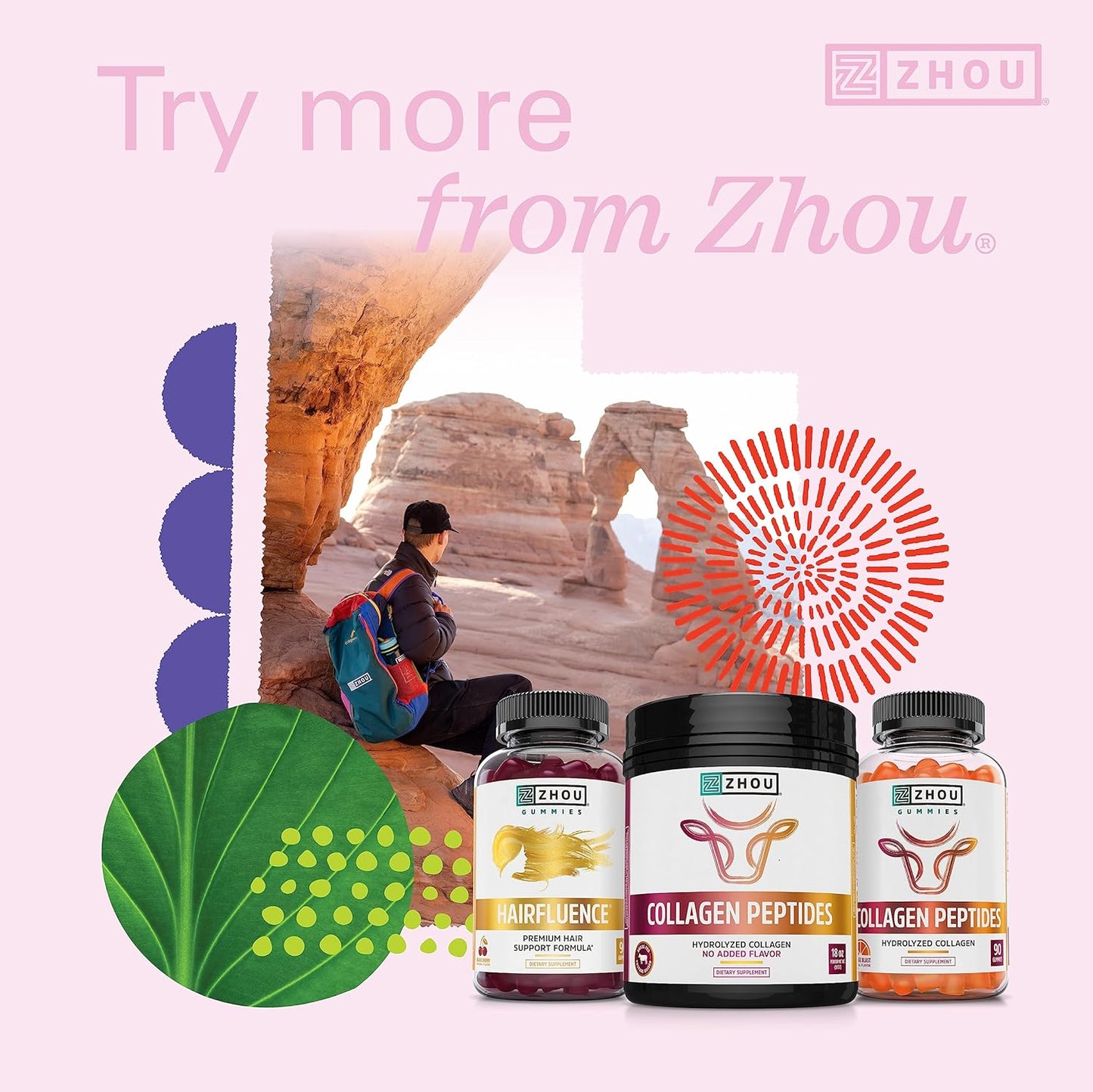 Zhou Hairfluence, Hair Growth Supplement with Biotin 60 Veg Caps