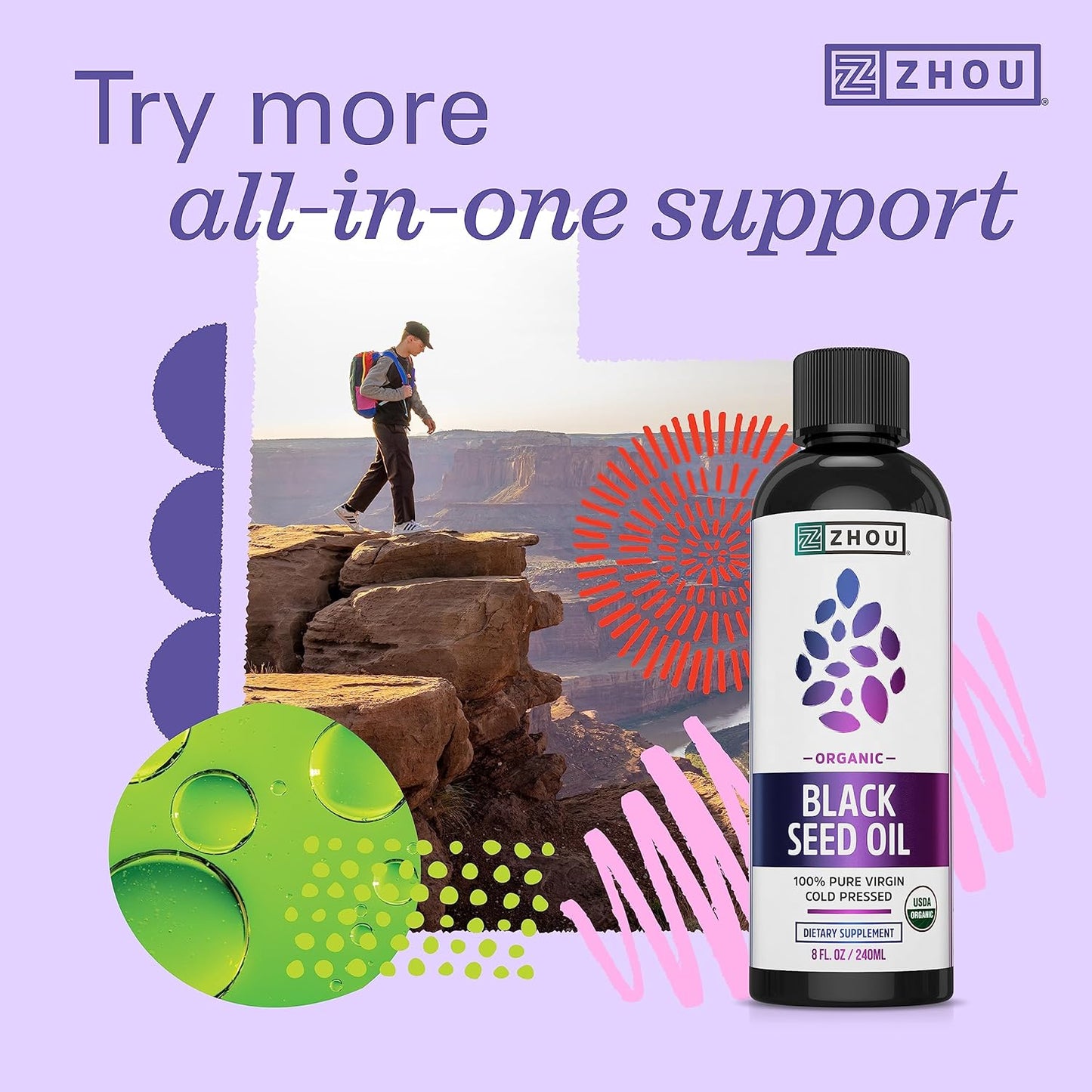 Zhou Nutrition Black Seed Oil Capsules,Virgin, Cold Pressed 60 Capsules