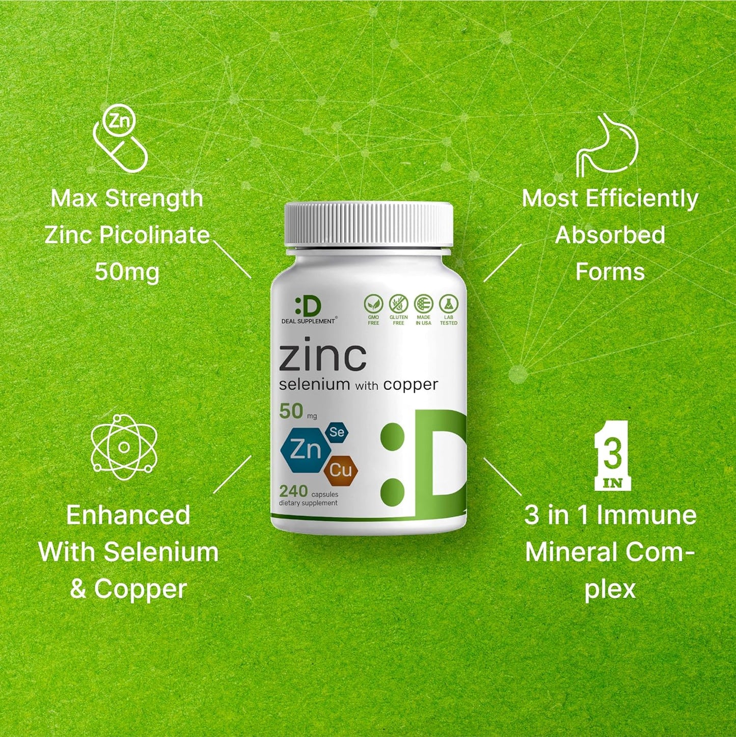 Zinc with Selenium with Copper, 240 Capsules