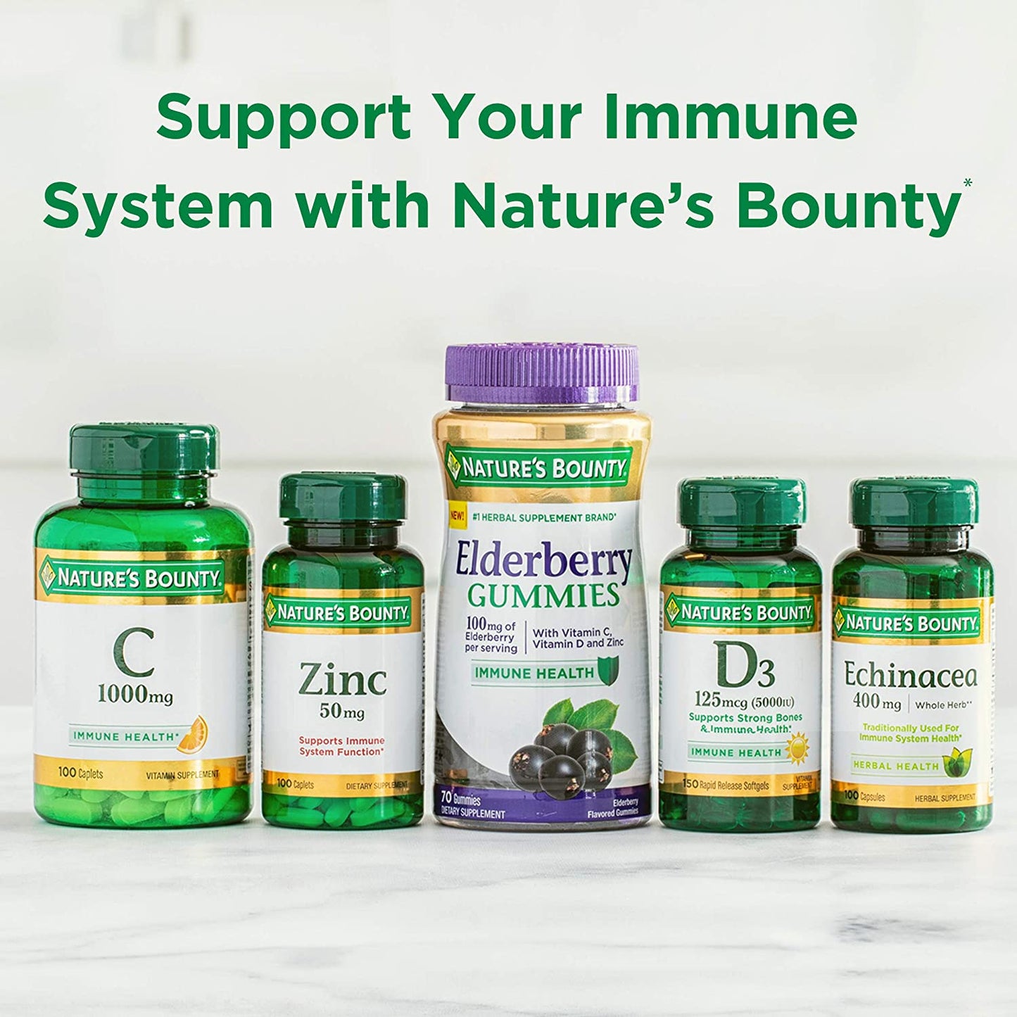 Nature’s Bounty Vitamin D3 for Immune Support. Vitamin D 125 mcg (5000iu), 240 Soft gels.