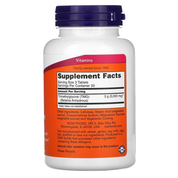 NOW Foods - TMG (Trimethylglycine) 1000 mg. - 100 Tablets