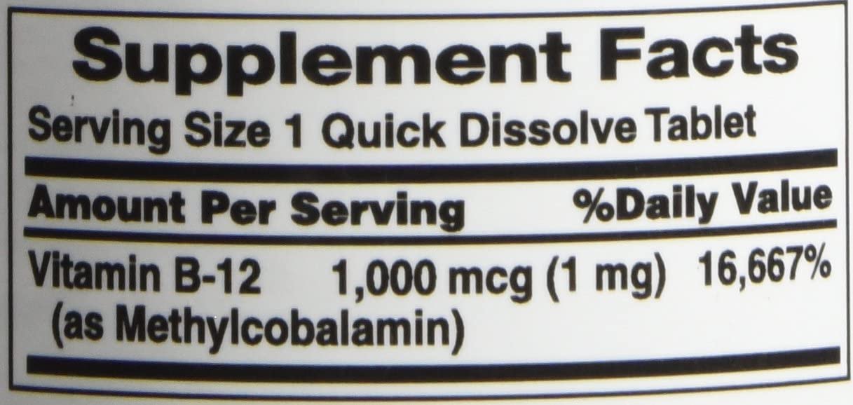 Nature's Bounty, Vitamin B12 Quick Dissolve, 1000mcg, 60 Tablets