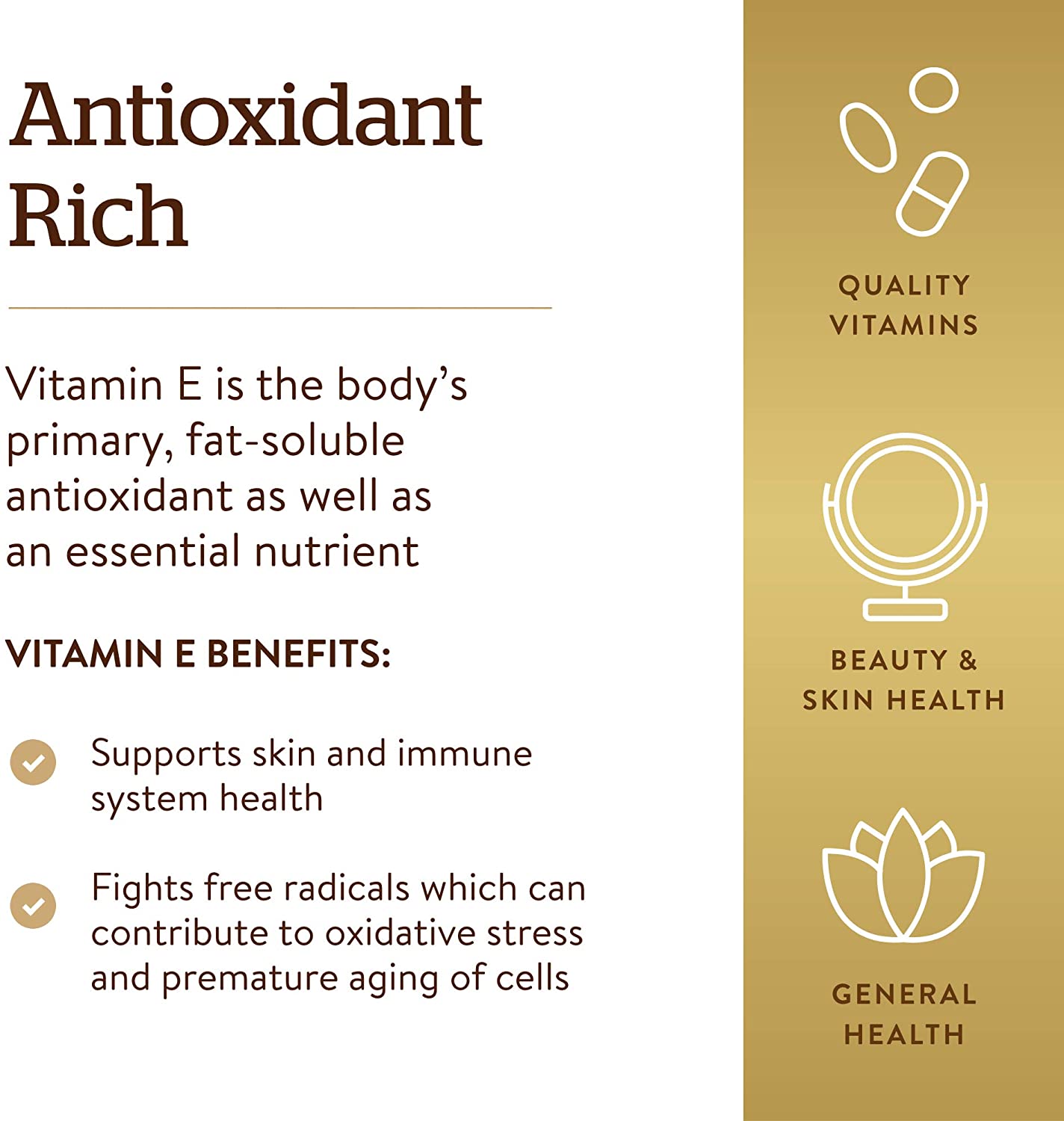 Solgar Vitamin E 268 MG (400 IU) Mixed (d-Alpha Tocopherol & Mixed Tocopherols), 100 Softgels