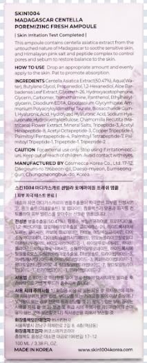 SKIN1004 Madagascar Centella Poremizing Fresh Ampoule 100ml and Poremizing Quick Clay Stick Mask