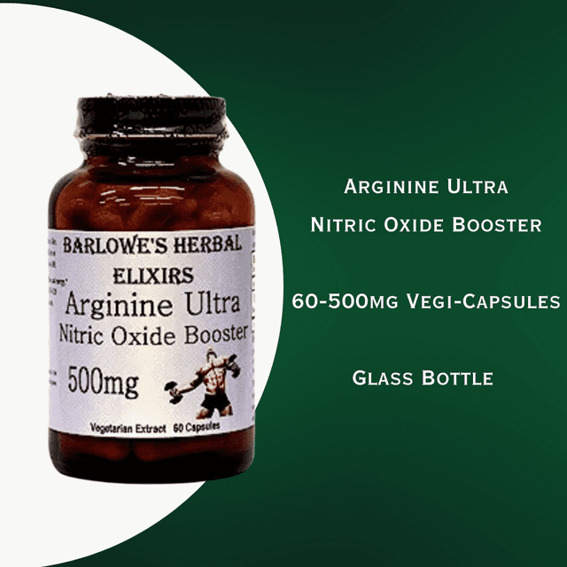 Arginine Ultra - A Better Type of Arginine - 60 500mg VegiCaps - Stearate Free, Bottled in Glass