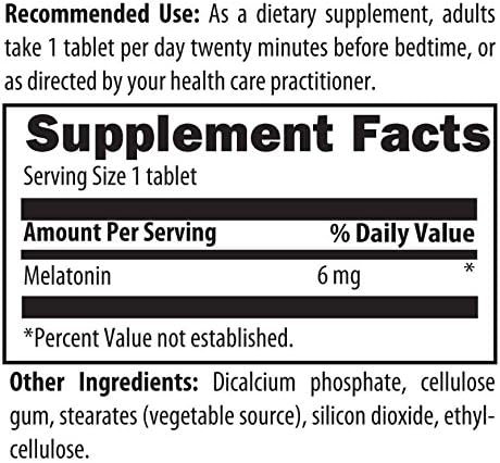 Melatonin Sustained Release 6 mg  Time Release + Extra Strength Sleep Aid 60 Scored Tables