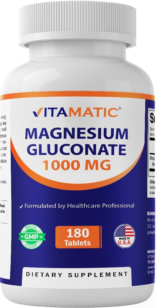 Vitamatic Magnesium Gluconate 1000 mg - 180 Vegetarian Tablets