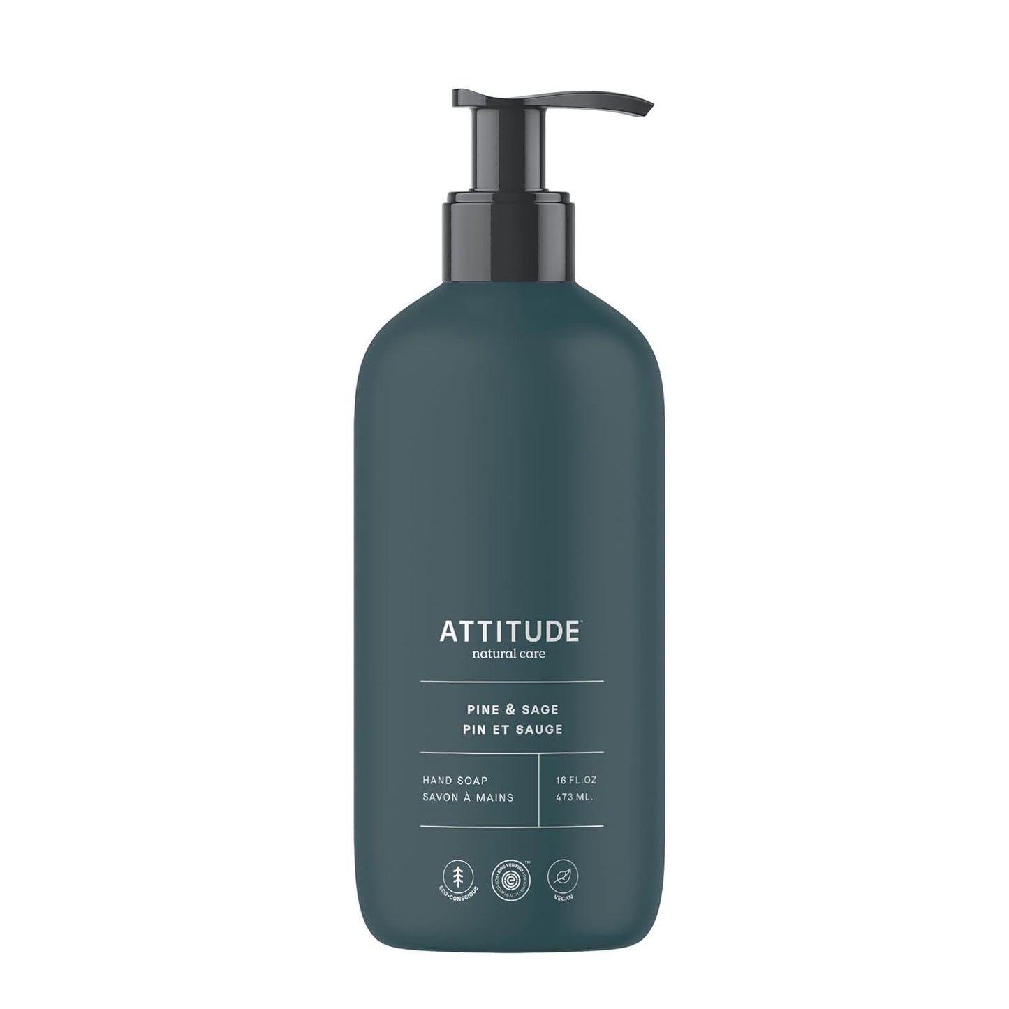 ATTITUDE Liquid Hand Soap,Pine & Sage -  16 Fl Oz