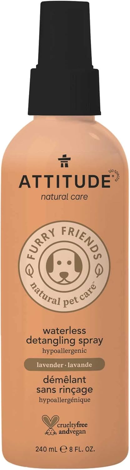 ATTITUDE Waterless Anti-Itching Detangling Spray for Pets, Lavender -8 Fl Oz