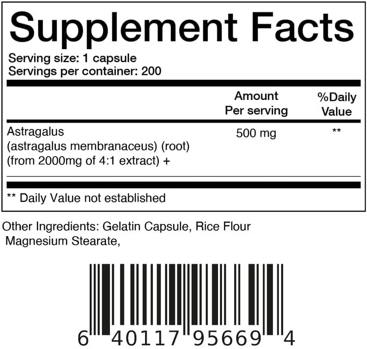 Balancebreens Astragalus Root  - 200 Capsules