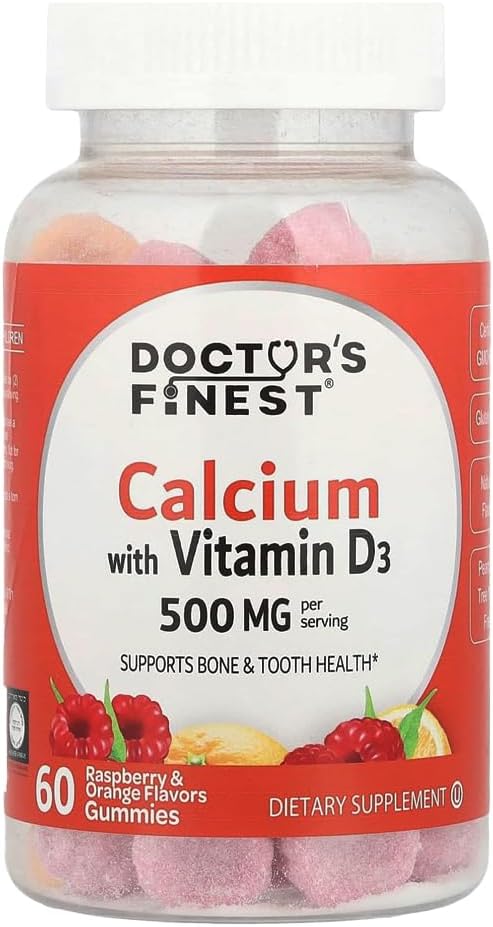 Doctor's Finest Calcium with Vitamin D3, Orange and Berry, 500 mg - 60 Gummies