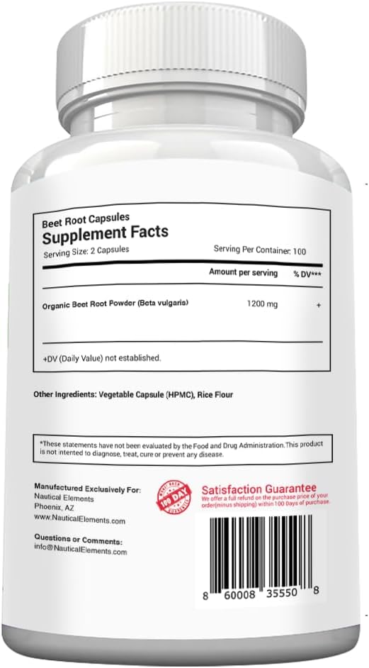 Beet Root Capsules - 1200mg Per Serving - 200 Beet Root Powder Capsules