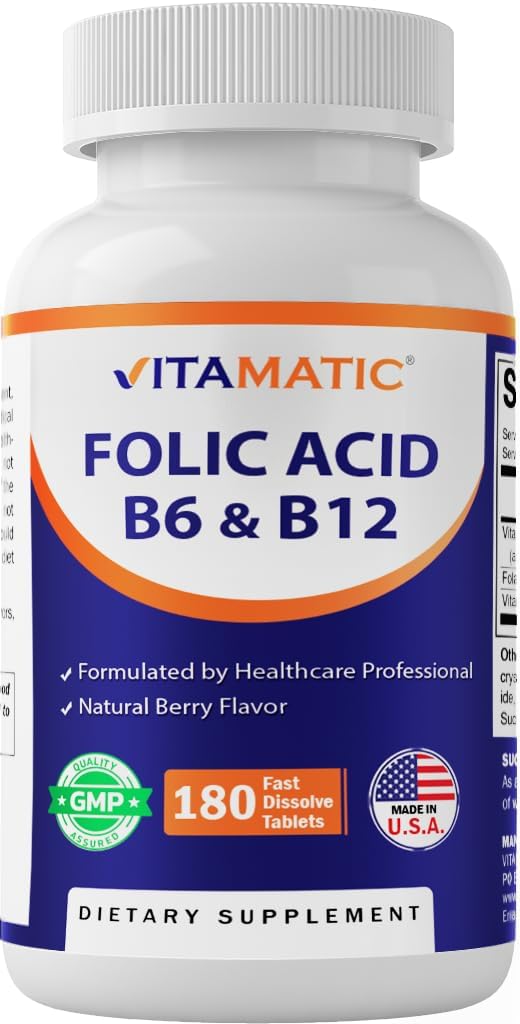 Vitamatic Folic Acid, Vitamin B12 & B6 – 180 Fast Dissolve Tablets