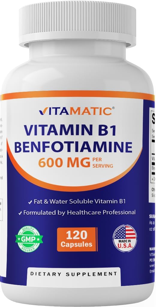 Vitamatic Benfotiamine 300mg + Vitamin B1 300 mg - 120 Vegetable Capsules