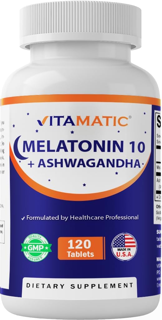Vitamatic Melatonin 10mg with Ashwagandha  250 mg  - 120 Tablets