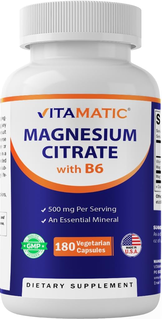 Vitamatic Magnesium Citrate 500mg - 180 Vegetarian Capsules