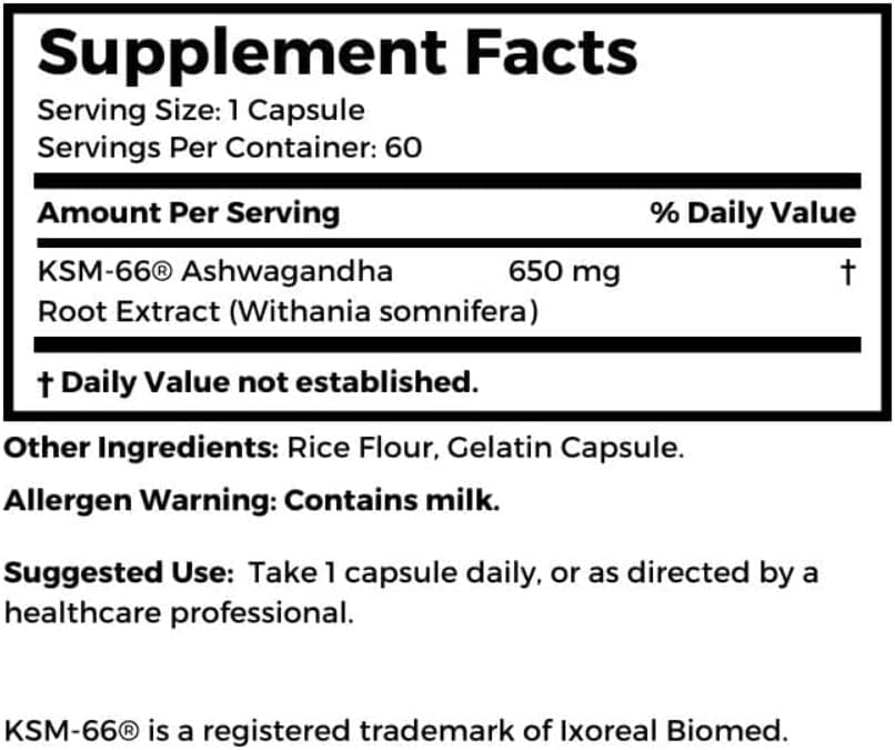 Dr Clark Store Ashwagandha Supplement – 650mg, 60 Capsules
