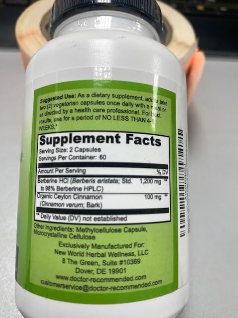 Berberine with Ceylon Cinnamon 120 Veggie Capsules