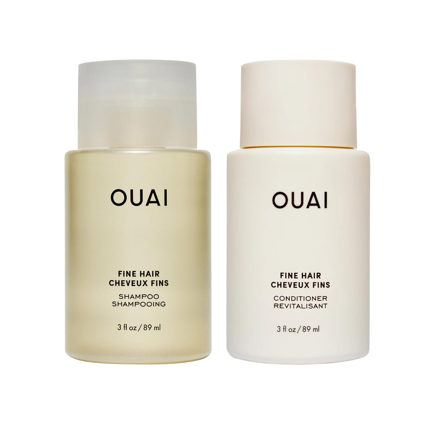 OUAI Fine Hair Shampoo & Conditioner Set, Travel Size - 3 Oz