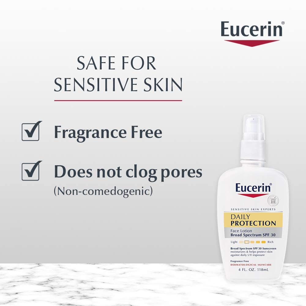 Eucerin Daily Protection Face Lotion with Broad Spectrum SPF 30 Sunscreen, 4 Fl Oz