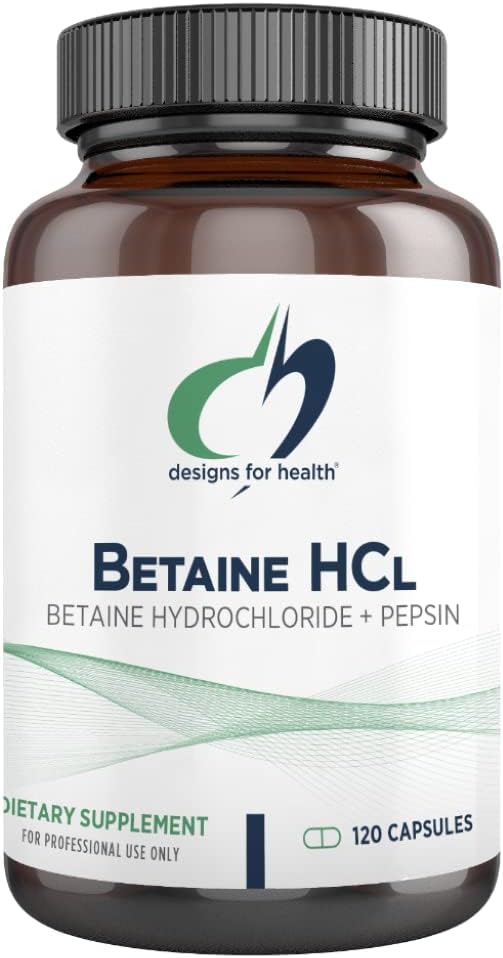 Designs for Health Betaine HCl with Pepsin - 750mg Betaine -120 Capsules