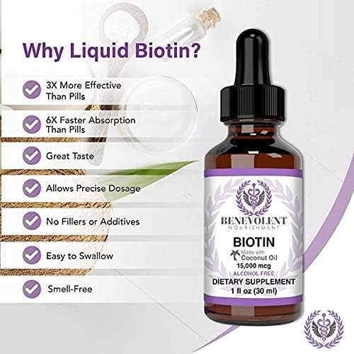 Benevolent Liquid Biotin 15000 mcg-30 ml