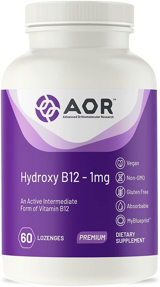 AOR, Hydroxy B12, Supports Cardiovascular Health supplement 60 lozenges