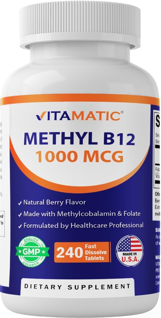Vitamatic Methyl B12 1000 mcg with Folic Acid  – 240 Fast Dissolve Tablets