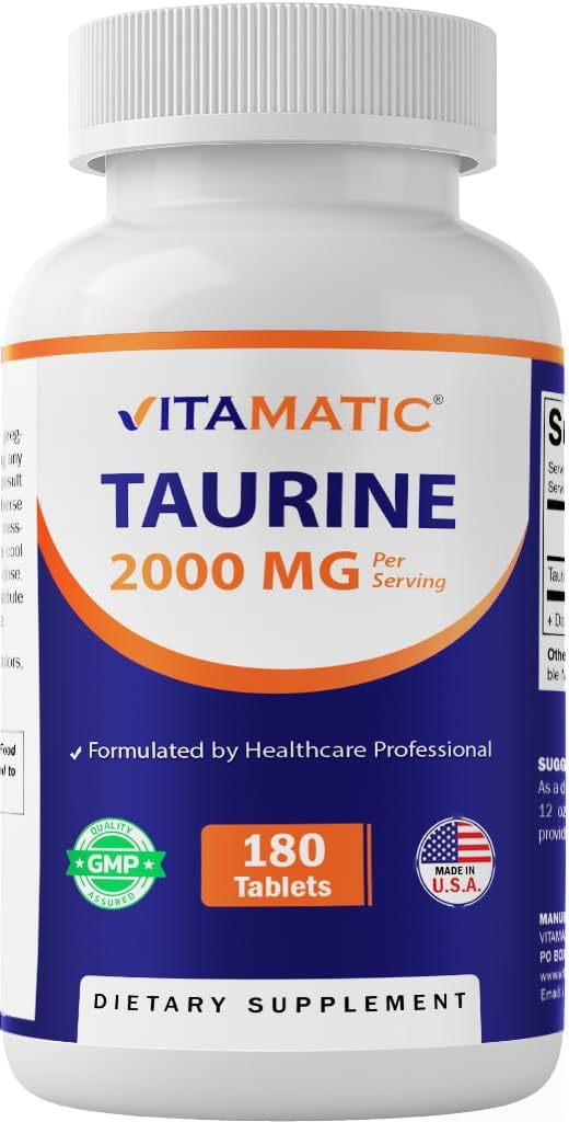 Vitamatic Taurine 2000mg Vegetarian Tablets - 180 Count