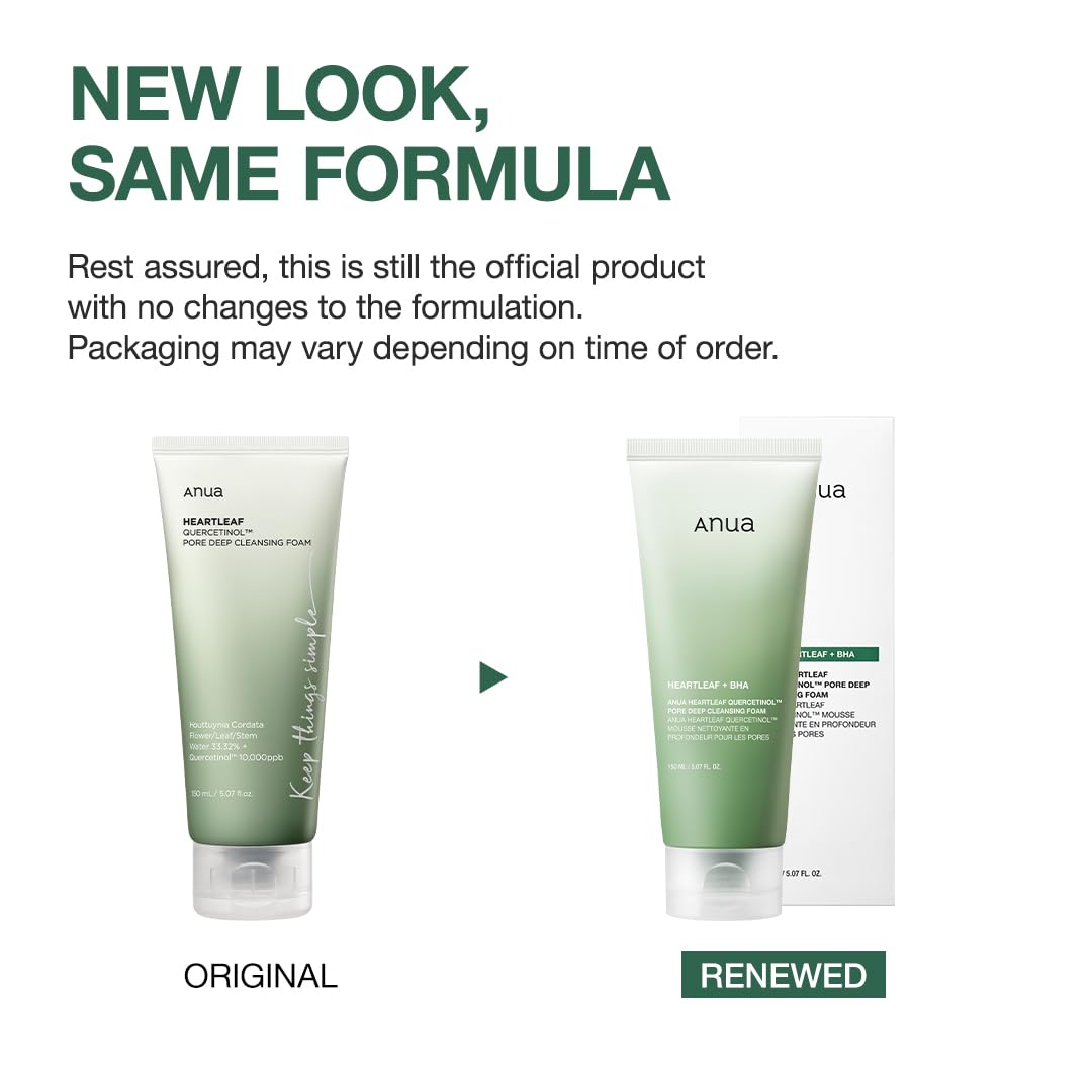 Anua Heartleaf Quercetinol Pore Deep Cleansing Foam, Face wash -  5.07 fl.oz.