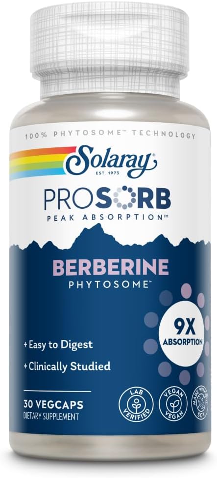 SOLARAY Berberine Phytosome - 9X Absorption and Easy-to-Digest - 30 vegcaps