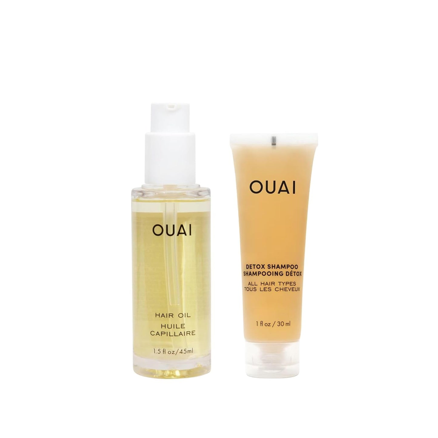 OUAI Hair Oil Full Size & Detox Shampoo Deluxe - 2 Count