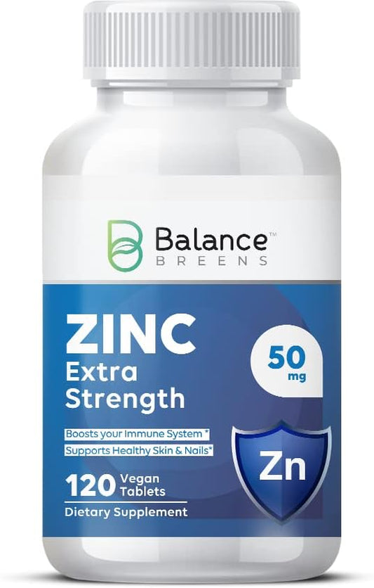 Balance Breens Zinc Extra Strength  120 Vegan Non-GMO Tablets,