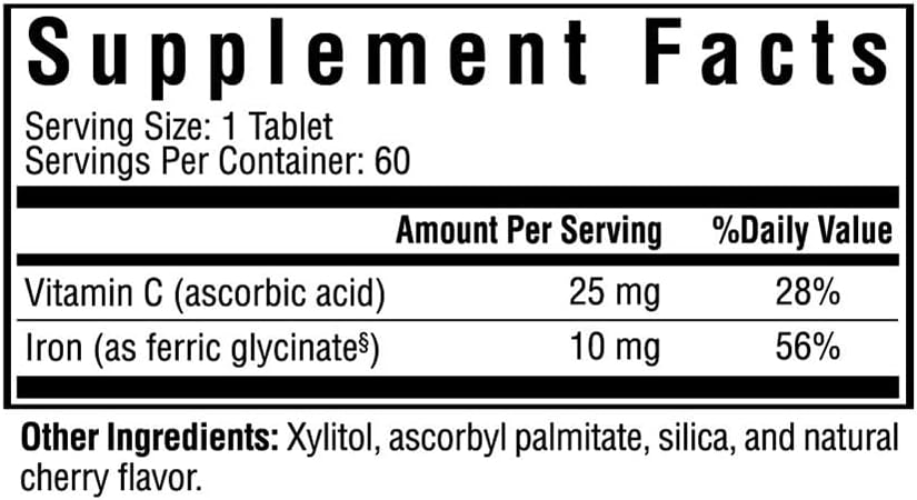 Seeking Health Iron Chewable - Mineral Supplement  10 mg, 60 Tablets