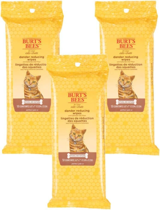 Burt's Bees for Pets Cat Dander Remover Wipes - 50 Count - 3 Pack
